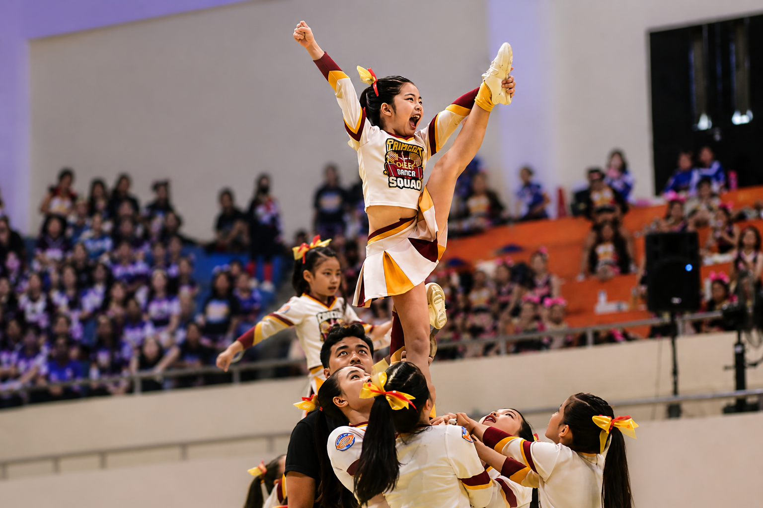 Cheerleading stunt performance at TATCC 2026 National Cheerleaders Competition in Bali
