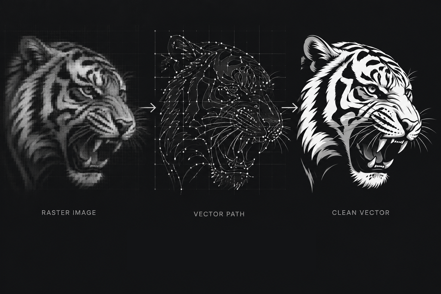 Raster image transformed into clean vector artwork using AI vectorization